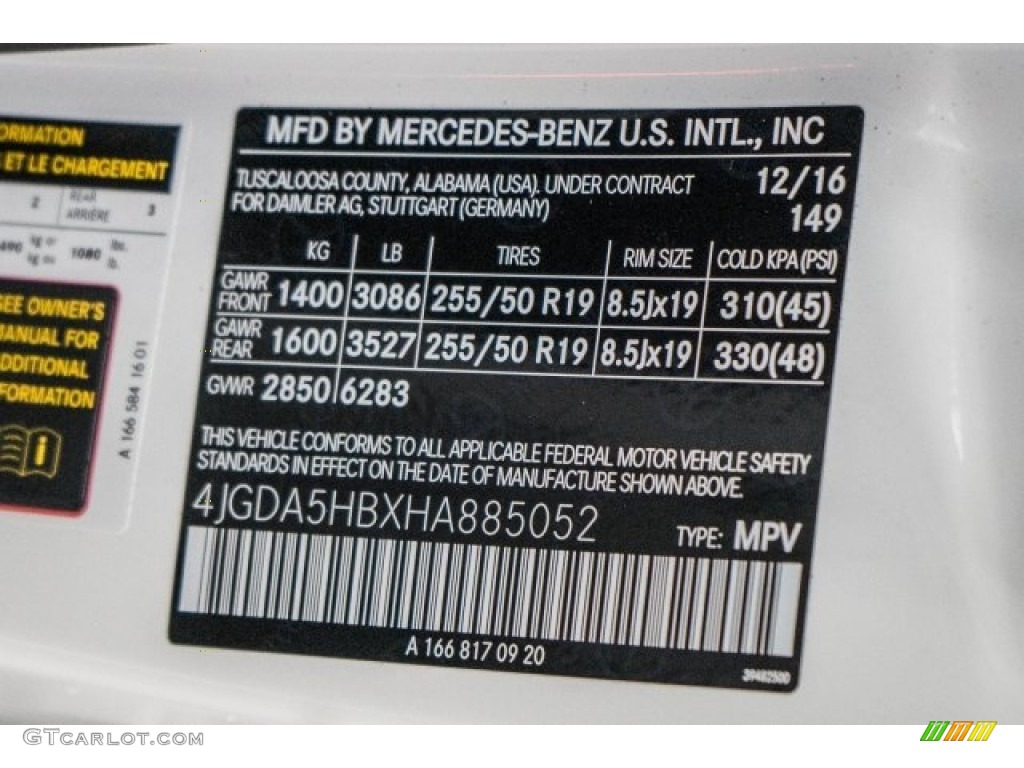 2017 GLE Color Code 149 for Polar White Photo #118311755