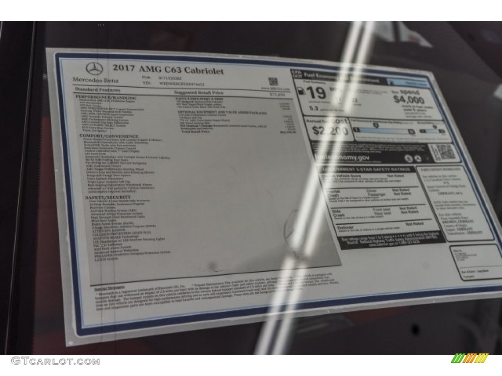 2017 Mercedes-Benz C 63 AMG Cabriolet Window Sticker Photo #118311803