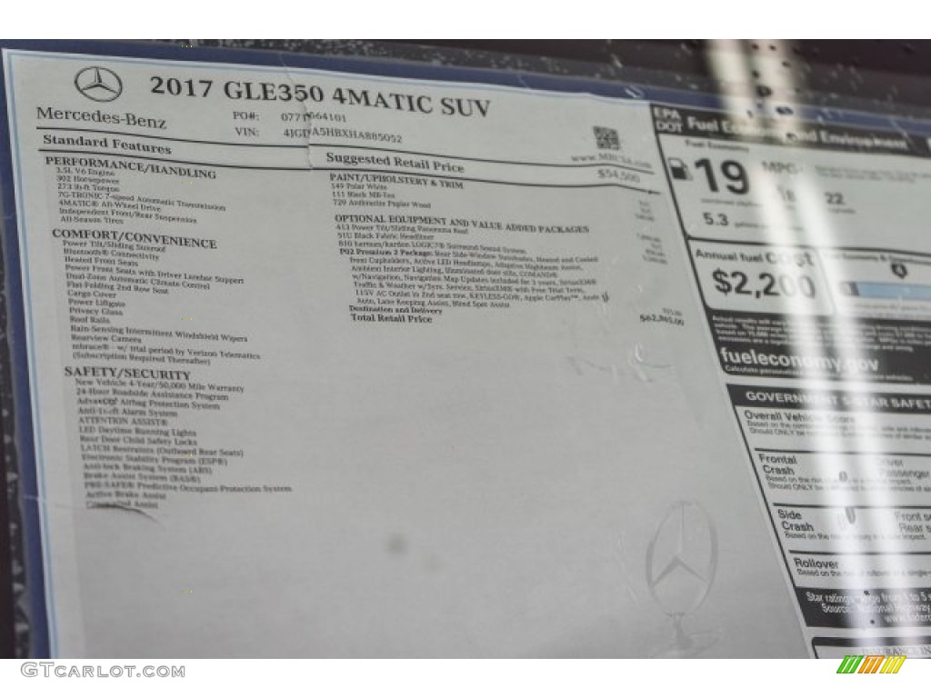 2017 Mercedes-Benz GLE 350 4Matic Window Sticker Photo #118311821