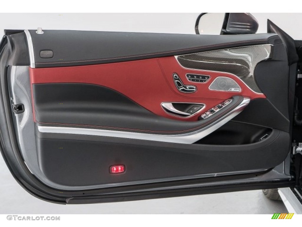 2017 Mercedes-Benz S 63 AMG 4Matic Cabriolet designo Bengal Red/Black Door Panel Photo #118312535