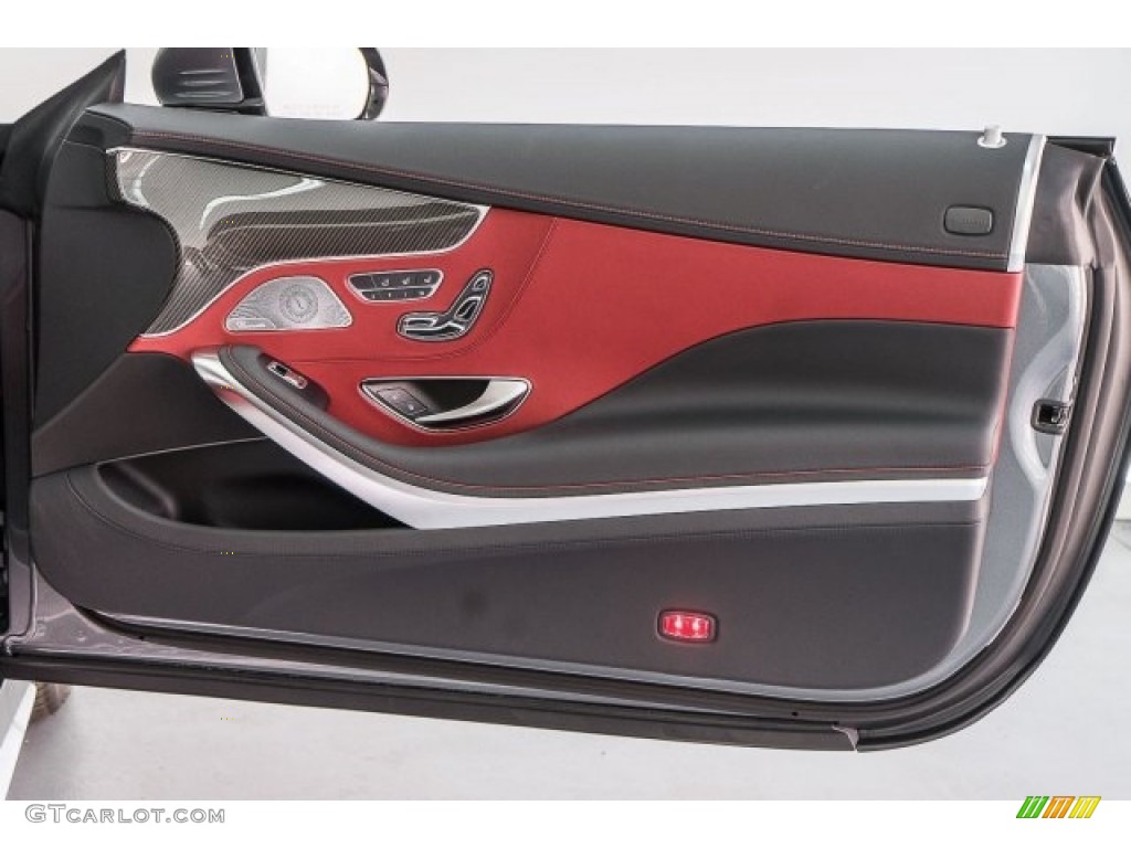 2017 Mercedes-Benz S 63 AMG 4Matic Cabriolet designo Bengal Red/Black Door Panel Photo #118312592