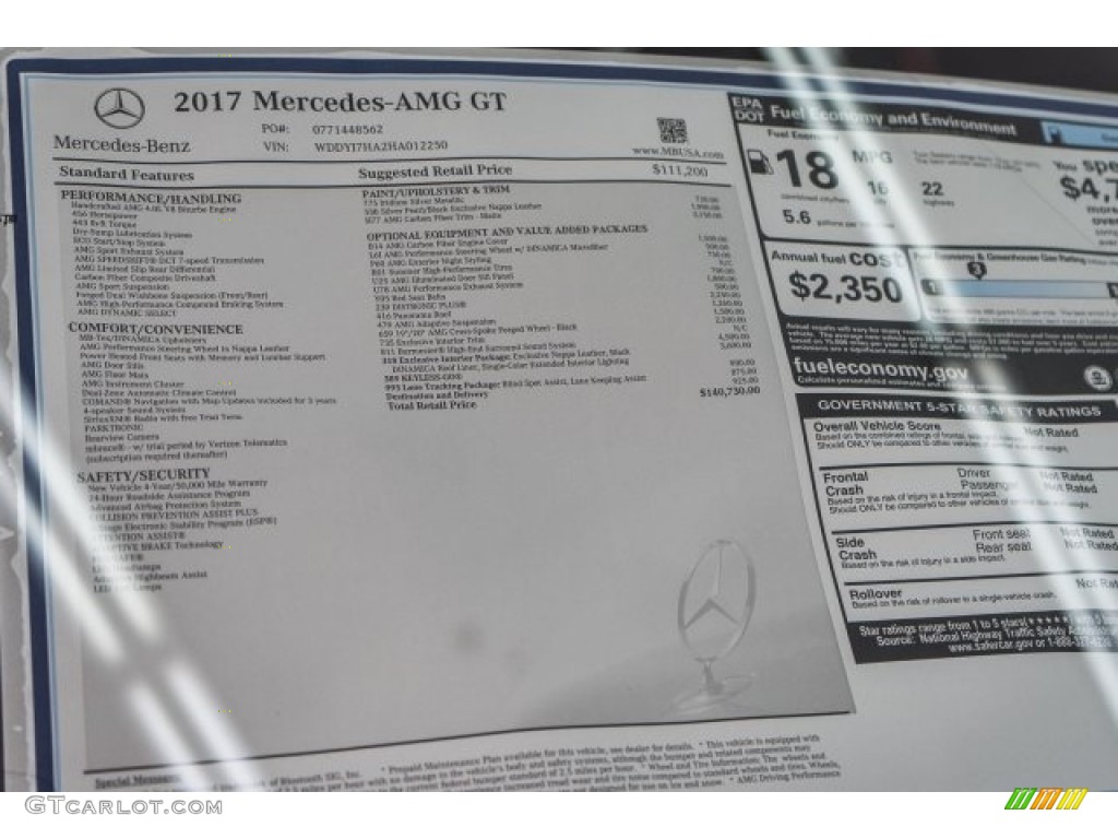 2017 AMG GT Coupe - Iridium Silver Metallic / Silver Pearl/Black photo #10