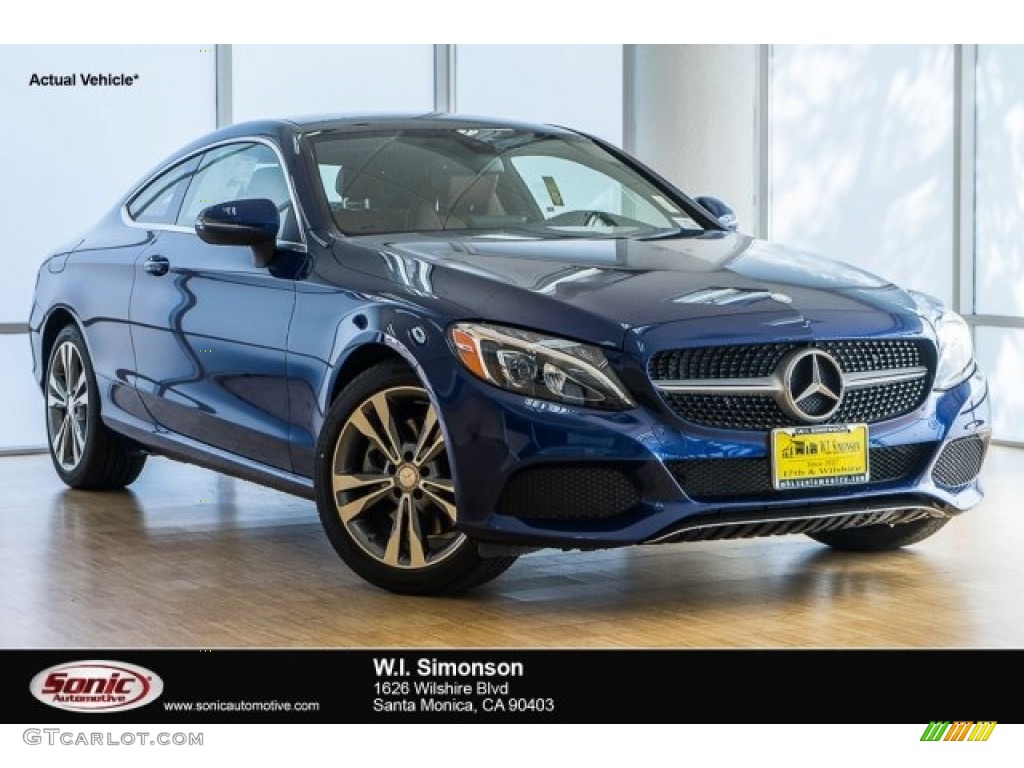 2017 C 300 Coupe - Brilliant Blue Metallic / Saddle Brown/Black photo #1