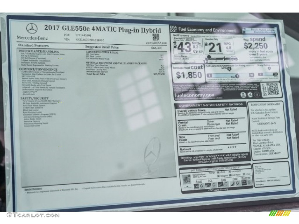 2017 Mercedes-Benz GLE 550e Window Sticker Photo #118314548
