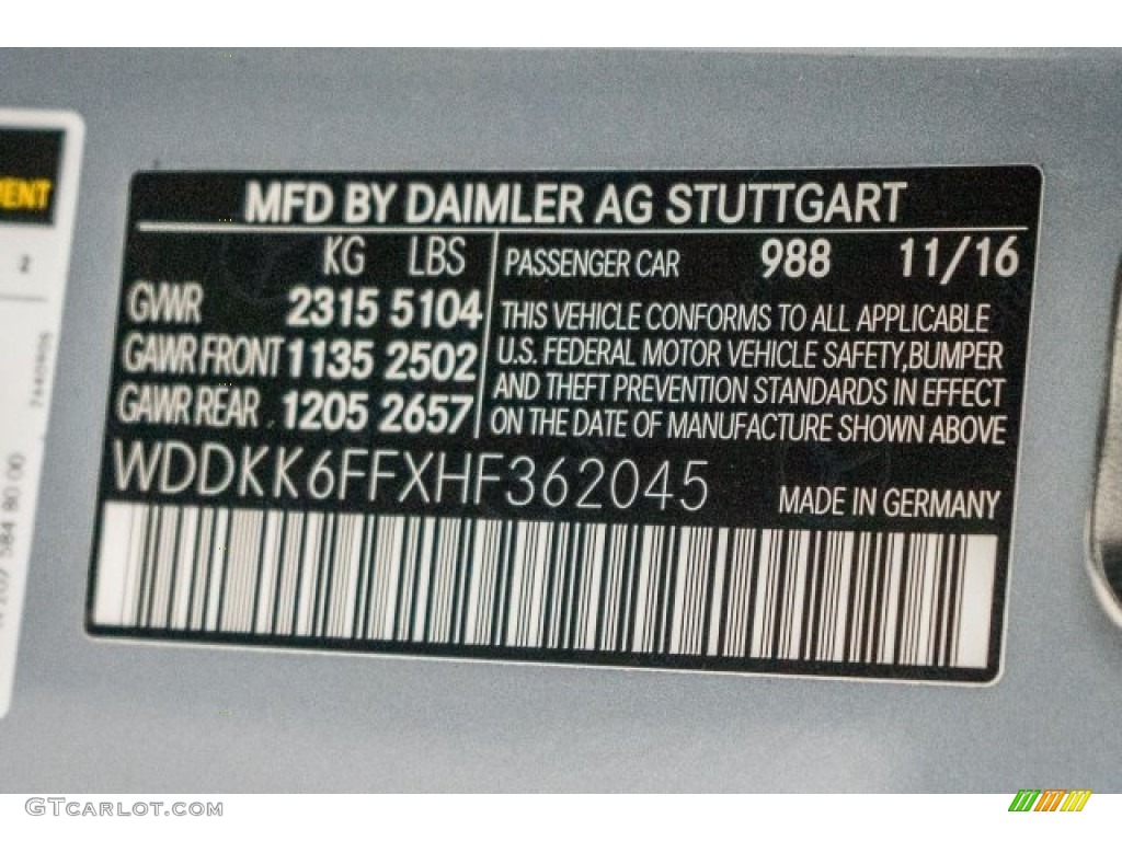 2017 E Color Code 988 for Diamond Silver Metallic Photo #118315754