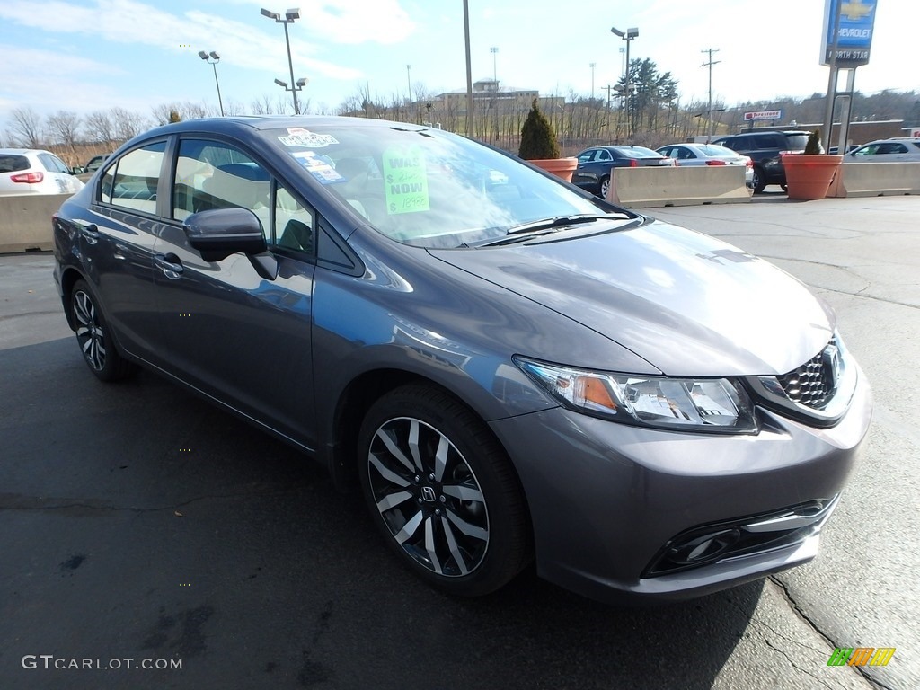 2015 Civic EX-L Sedan - Modern Steel Metallic / Gray photo #10