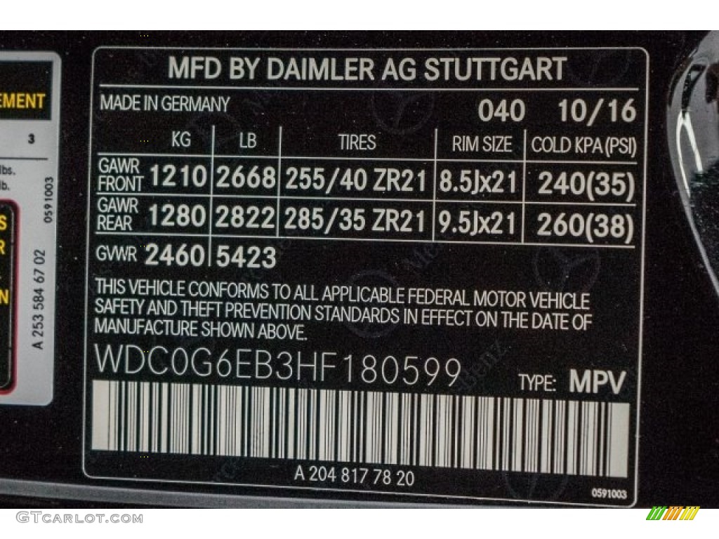 2017 GLC Color Code 040 for Black Photo #118322192