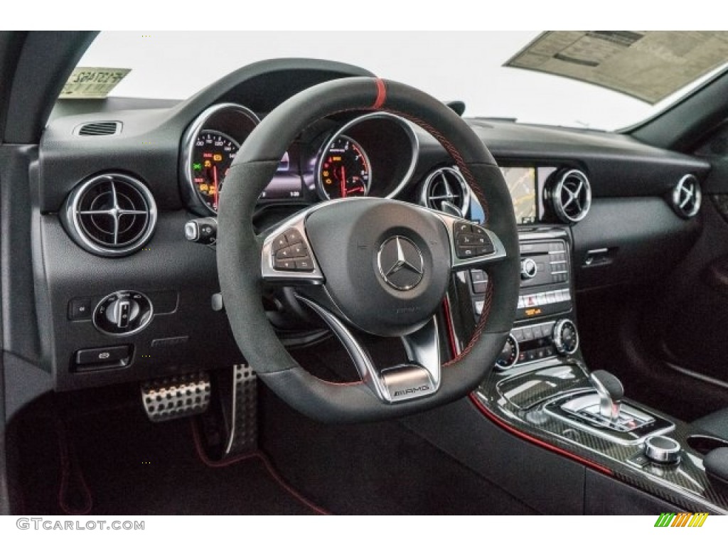 2017 Mercedes-Benz SLC 43 AMG Roadster Black/DINAMICA w/Red Stitching Dashboard Photo #118323263