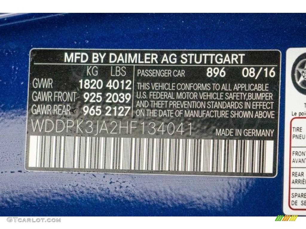 2017 SLC Color Code 896 for Brilliant Blue Metallic Photo #118323526