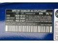 896: Brilliant Blue Metallic 2017 Mercedes-Benz SLC 300 Roadster Color Code