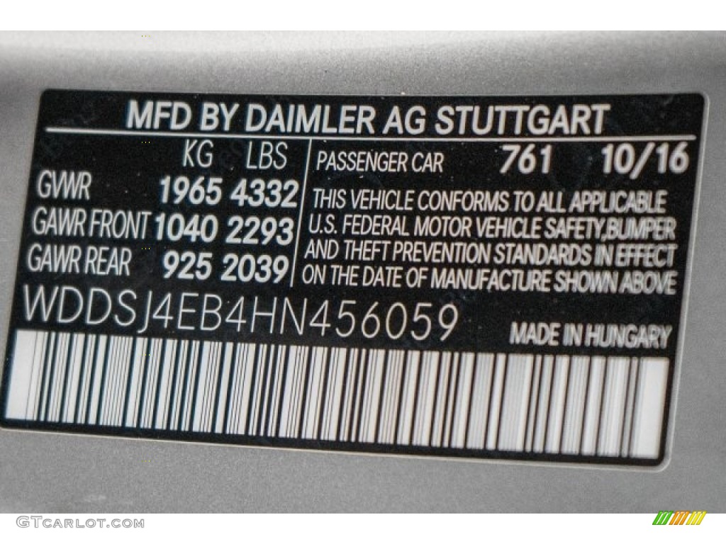 2017 CLA Color Code 761 for Polar Silver Metallic Photo #118324838