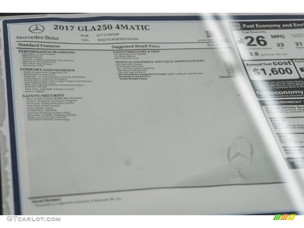 2017 GLA 250 4Matic - Mountain Grey Metallic / Black photo #11