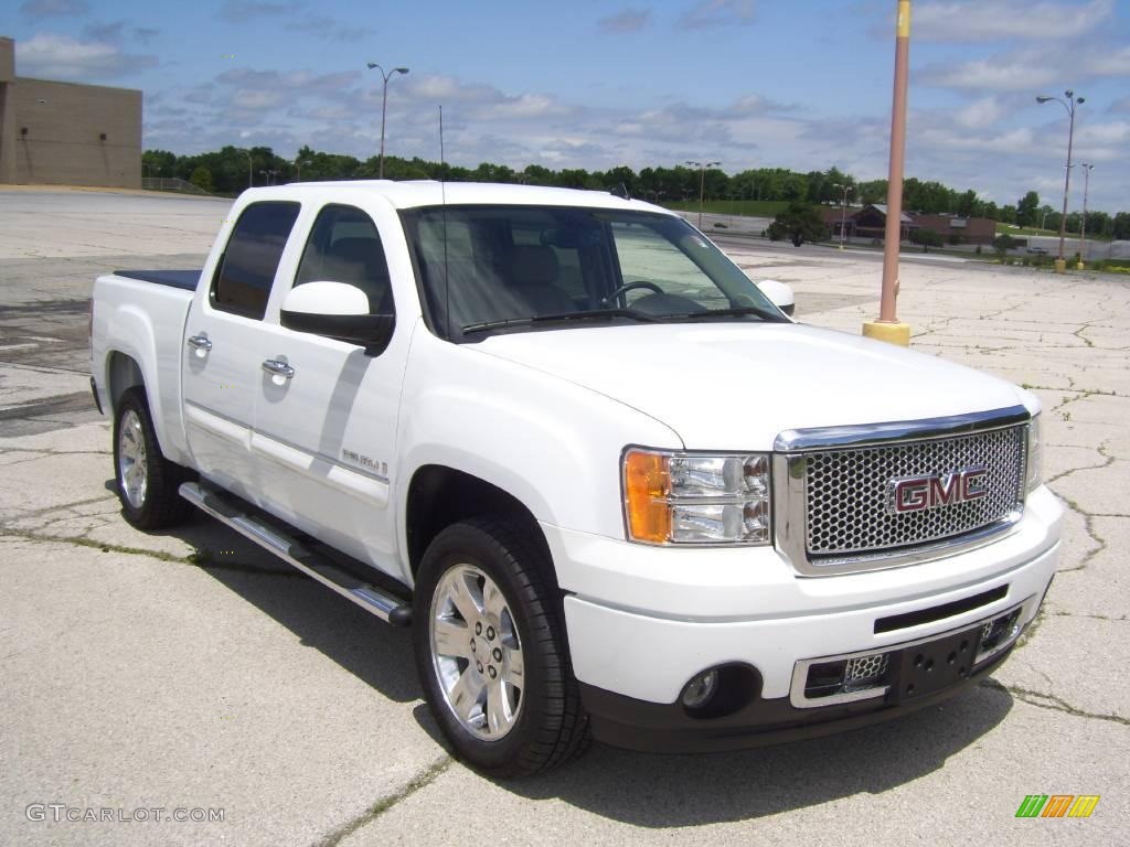 2008 Sierra 1500 Denali Crew Cab AWD - Polar White / Cocoa/Light Cashmere photo #2