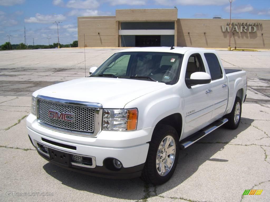 2008 Sierra 1500 Denali Crew Cab AWD - Polar White / Cocoa/Light Cashmere photo #4