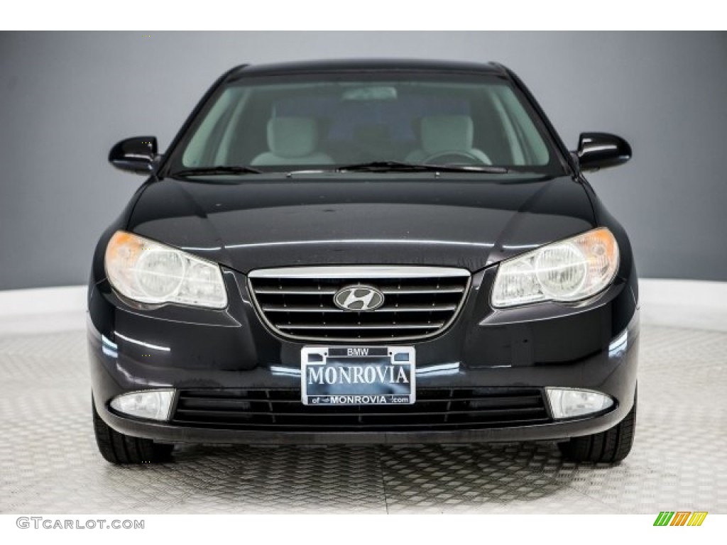 2008 Elantra GLS Sedan - Black Pearl / Gray photo #2