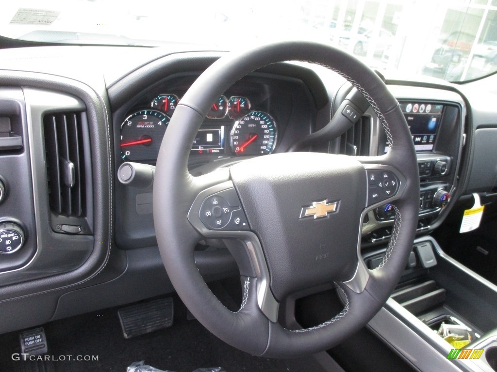 2017 Chevrolet Silverado 1500 LTZ Double Cab 4x4 Jet Black Steering Wheel Photo #118329347