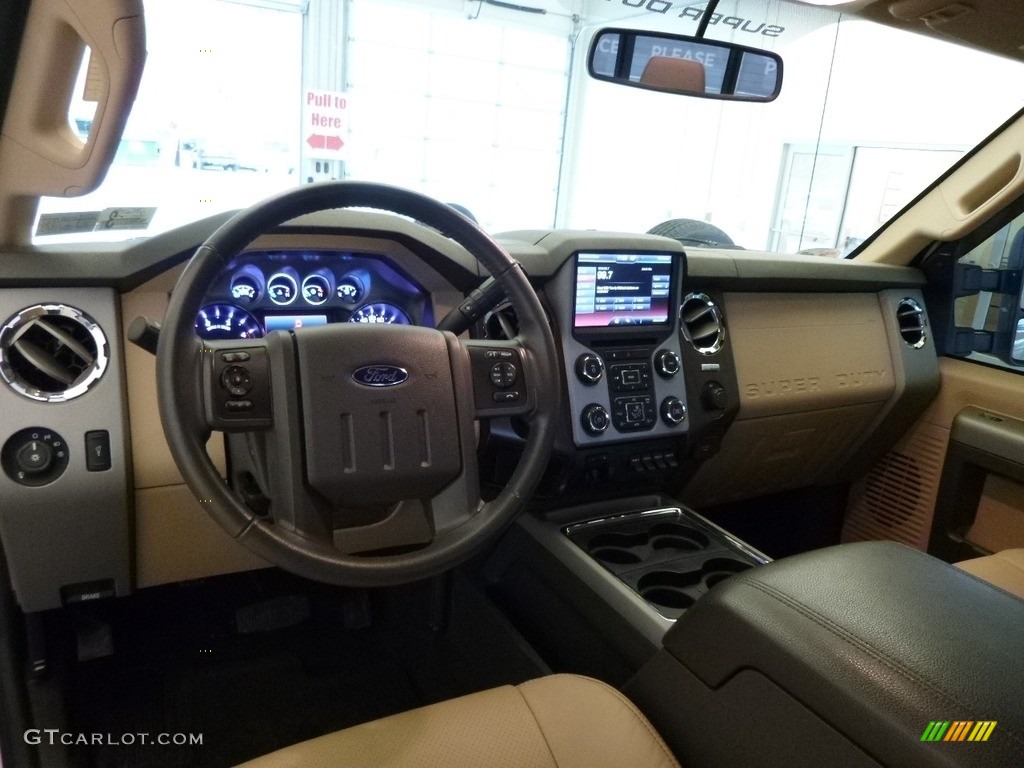 2014 F350 Super Duty Lariat Crew Cab 4x4 - Oxford White / Adobe photo #9