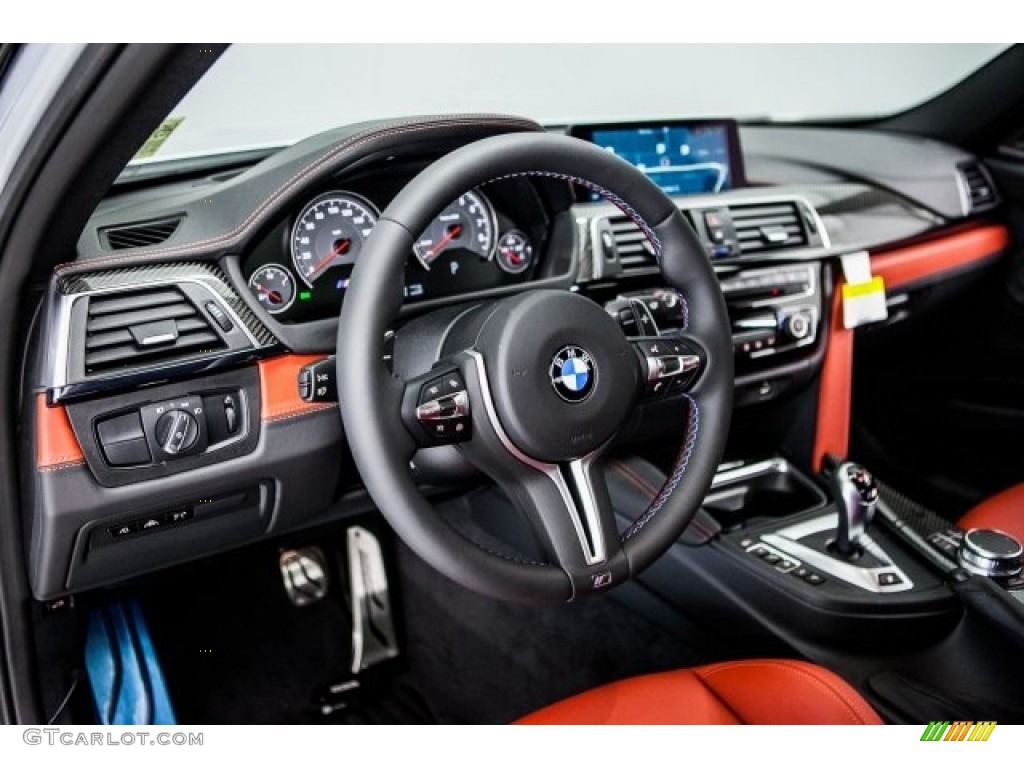 2017 BMW M3 Sedan Sakhir Orange/Black Dashboard Photo #118349731