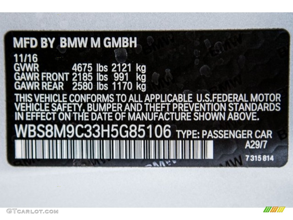2017 M3 Color Code A29 for Silverstone Metallic Photo #118349827