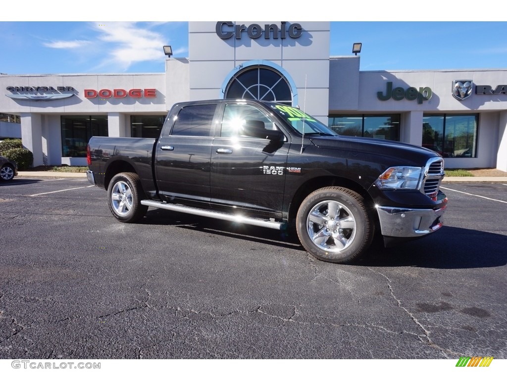 2017 1500 Big Horn Crew Cab 4x4 - Brilliant Black Crystal Pearl / Black/Diesel Gray photo #1