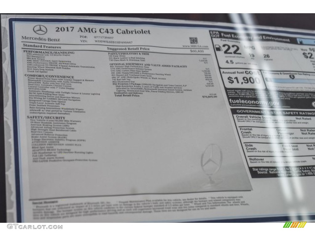 2017 Mercedes-Benz C 43 AMG 4Matic Cabriolet Window Sticker Photo #118359832