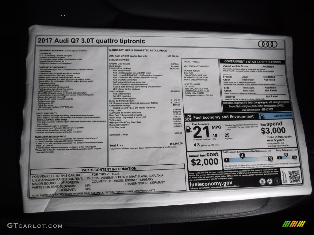 2017 Q7 3.0T quattro Premium Plus - Graphite Gray Metallic / Black photo #5