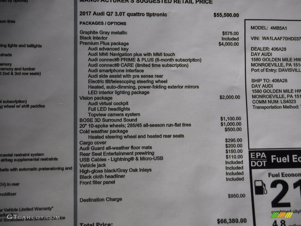 2017 Q7 3.0T quattro Premium Plus - Graphite Gray Metallic / Black photo #6