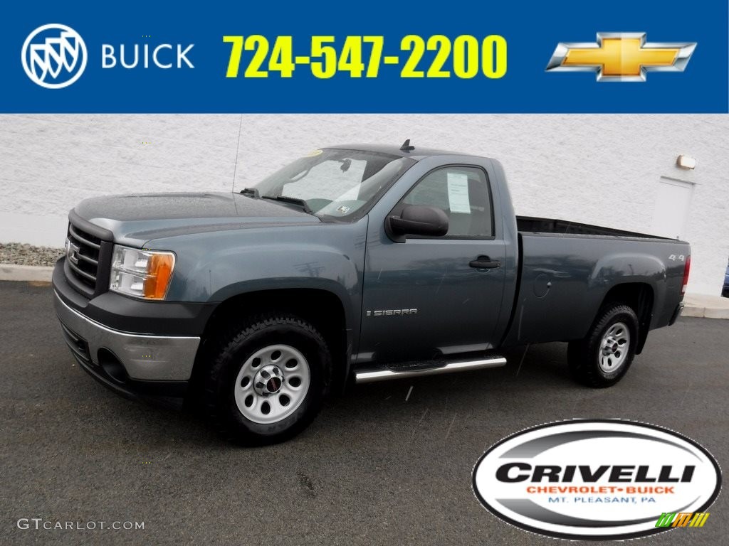 2008 Sierra 1500 Regular Cab 4x4 - Stealth Gray Metallic / Dark Titanium photo #1