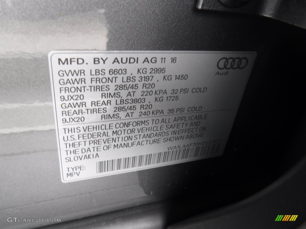 2017 Q7 3.0T quattro Premium Plus - Graphite Gray Metallic / Black photo #45