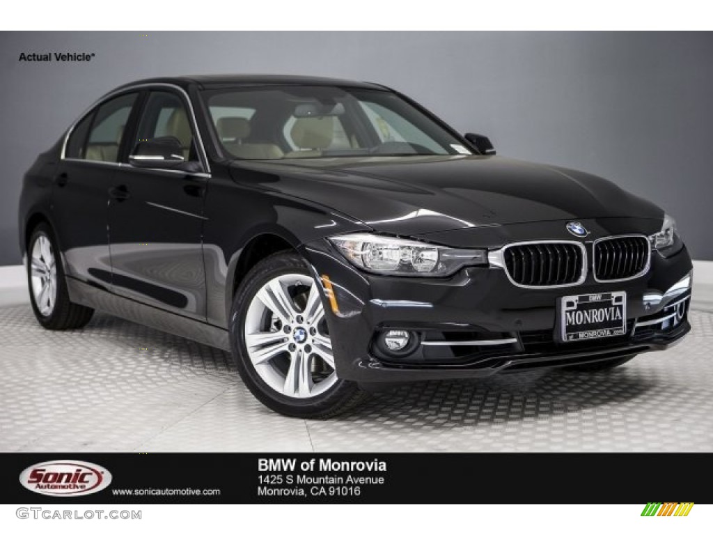 2017 3 Series 330i Sedan - Jet Black / Venetian Beige/Black photo #1