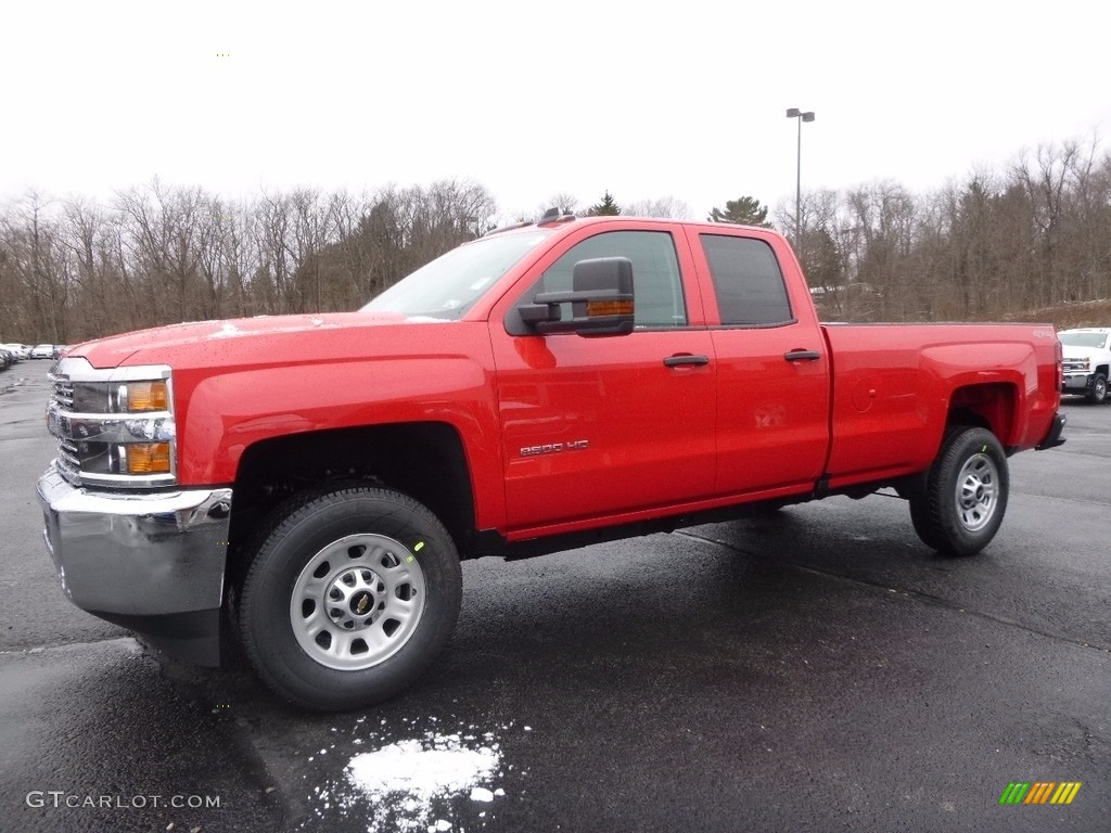 Red Hot 2017 Chevrolet Silverado 2500HD Work Truck Double Cab 4x4 Exterior Photo #118381260