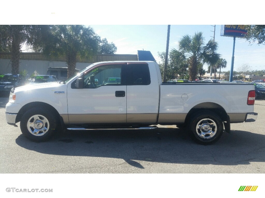 2005 F150 Lariat SuperCab - Oxford White / Tan photo #6