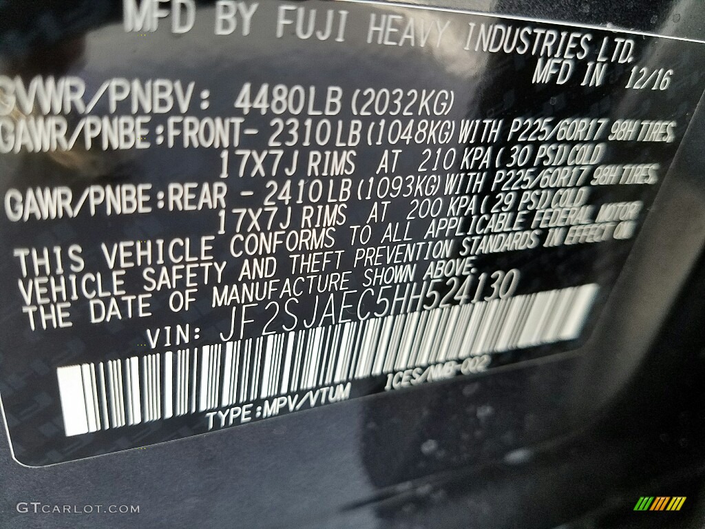 2017 Forester 2.5i Premium - Dark Gray Metallic / Gray photo #10