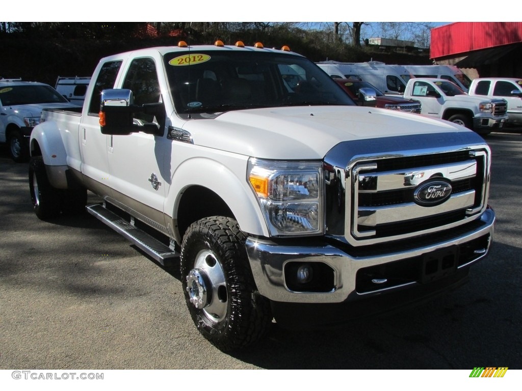 2012 F350 Super Duty Lariat Crew Cab 4x4 Dually - Oxford White / Adobe photo #3