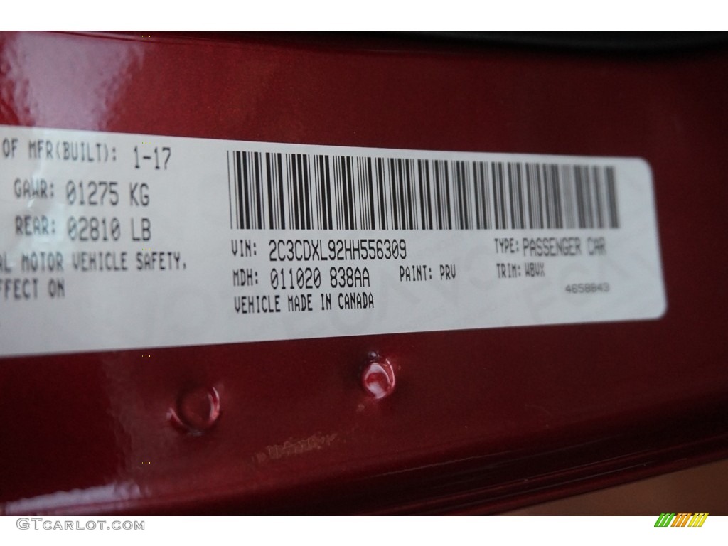 2017 Dodge Charger SRT Hellcat Color Code Photos