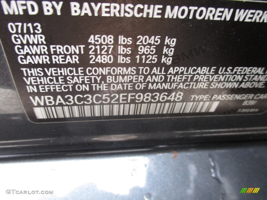 2014 3 Series 320i xDrive Sedan - Mineral Grey Metallic / Black photo #19