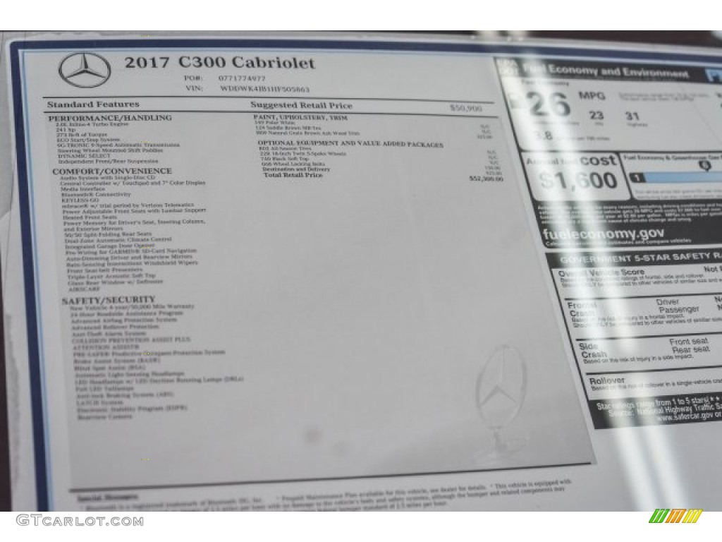 2017 Mercedes-Benz C 300 Cabriolet Window Sticker Photo #118421806