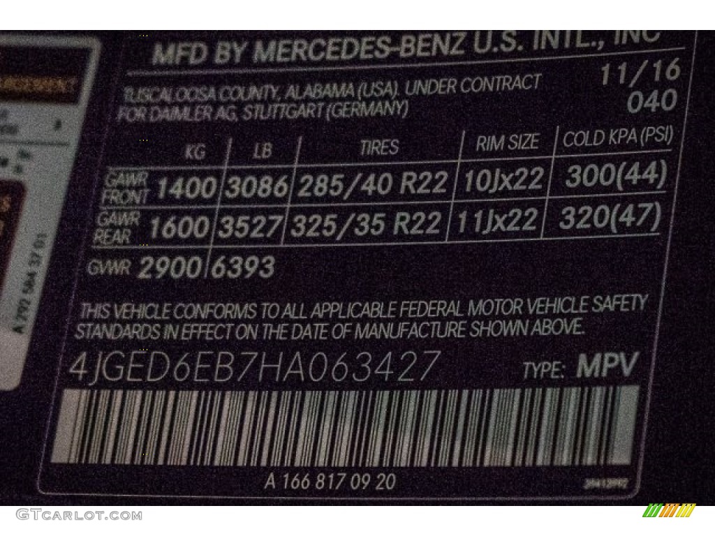 2017 GLE Color Code 040 for Black Photo #118422222