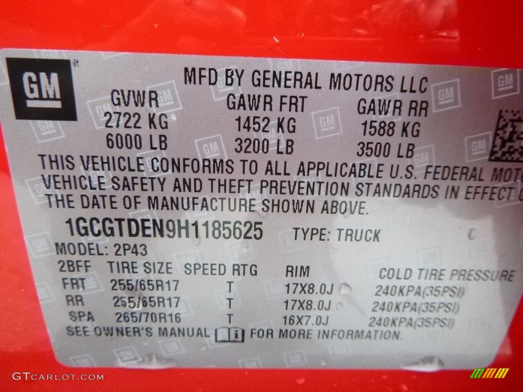 2017 Colorado Z71 Crew Cab 4x4 - Red Hot / Jet Black photo #14