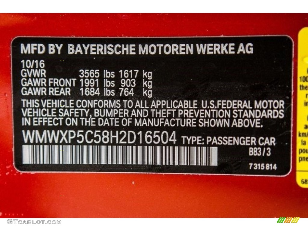 2017 Hardtop Color Code B83 for Blazing Red Metallic Photo #118439716