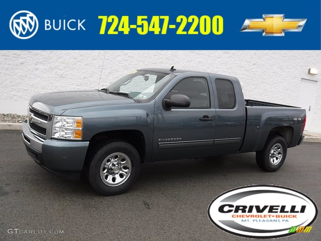 2011 Silverado 1500 LS Extended Cab 4x4 - Blue Granite Metallic / Dark Titanium photo #1