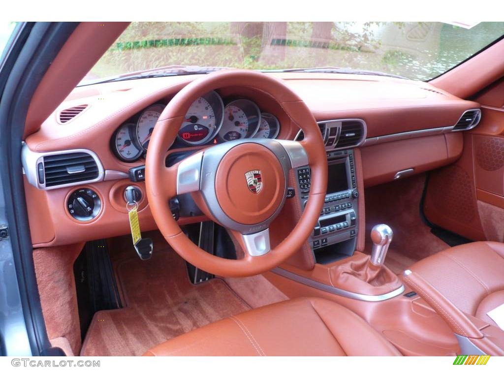 2006 911 Carrera S Coupe - Seal Grey Metallic / Terracotta photo #16