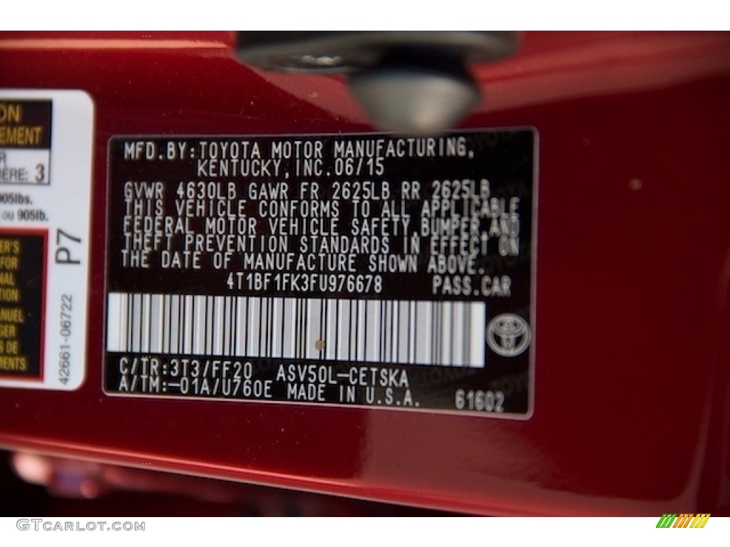 2015 Camry SE - Ruby Flare Pearl / Black photo #30
