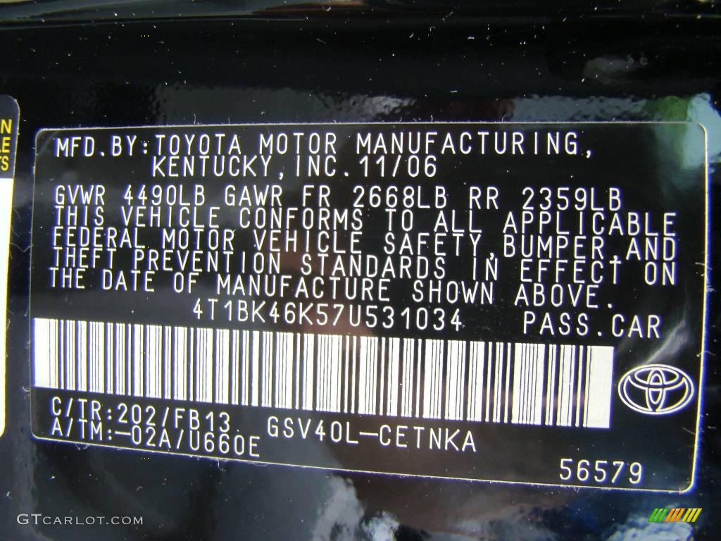 2007 Camry LE V6 - Black / Ash photo #15