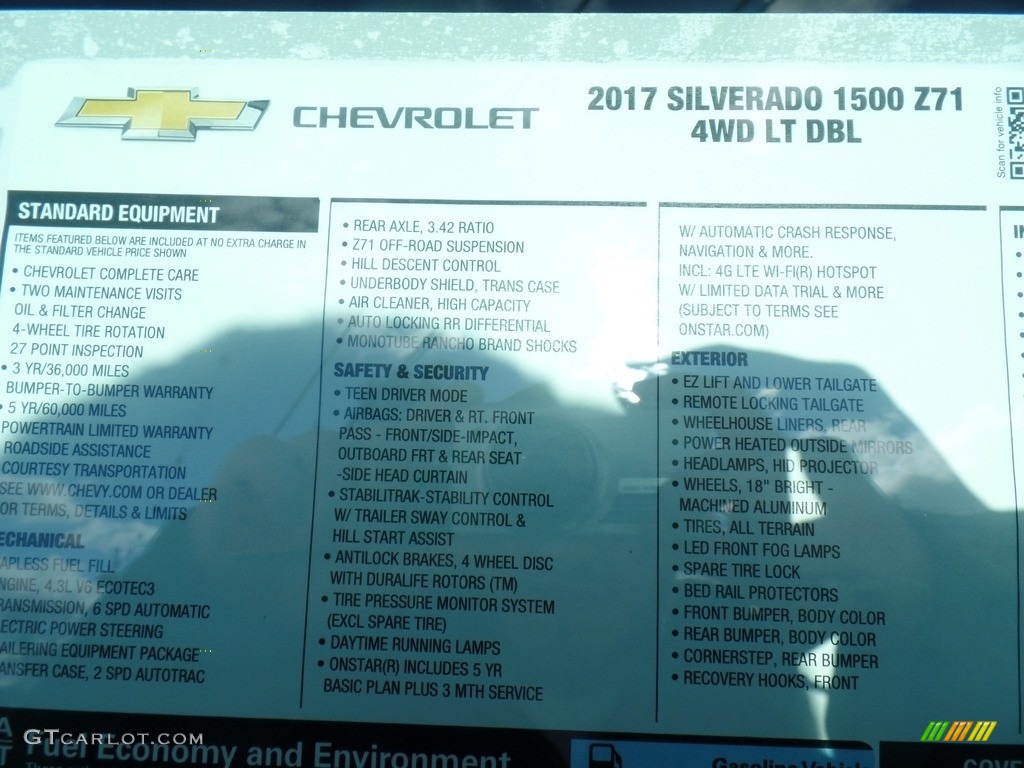 2017 Chevrolet Silverado 1500 LT Double Cab 4x4 Window Sticker Photo #118458361