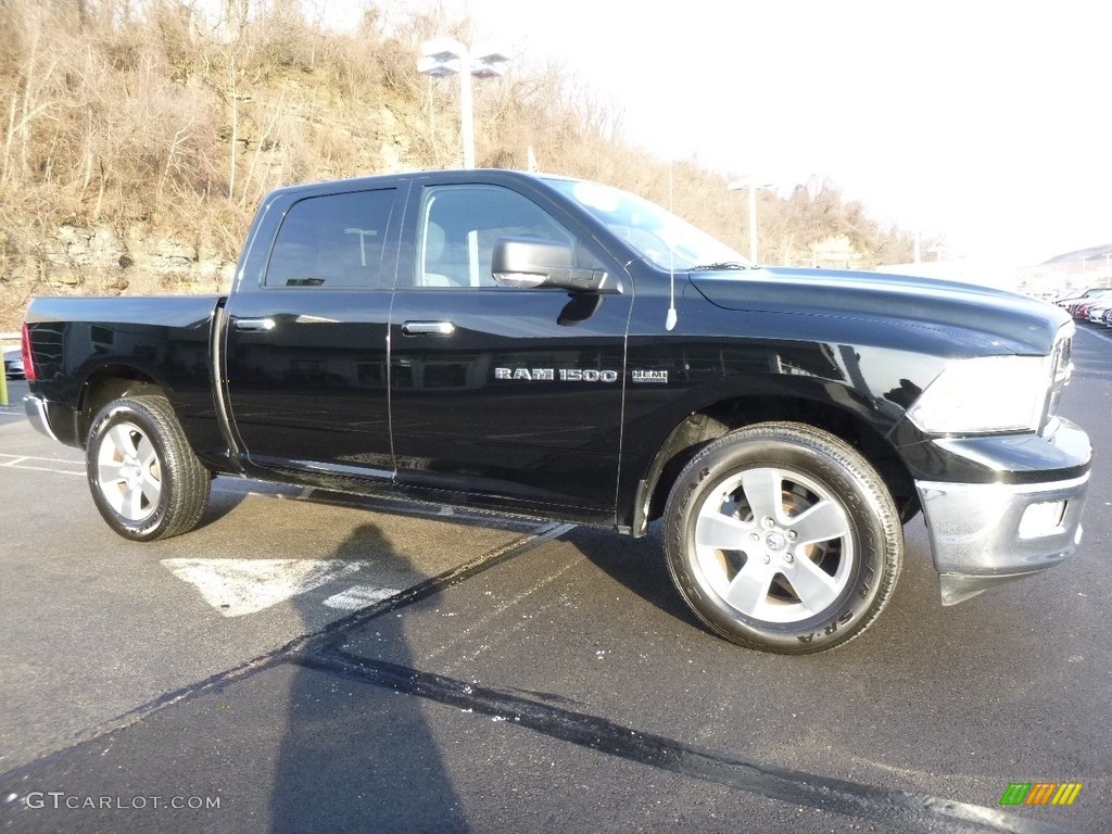 2012 Ram 1500 SLT Crew Cab 4x4 - Black / Dark Slate Gray/Medium Graystone photo #6