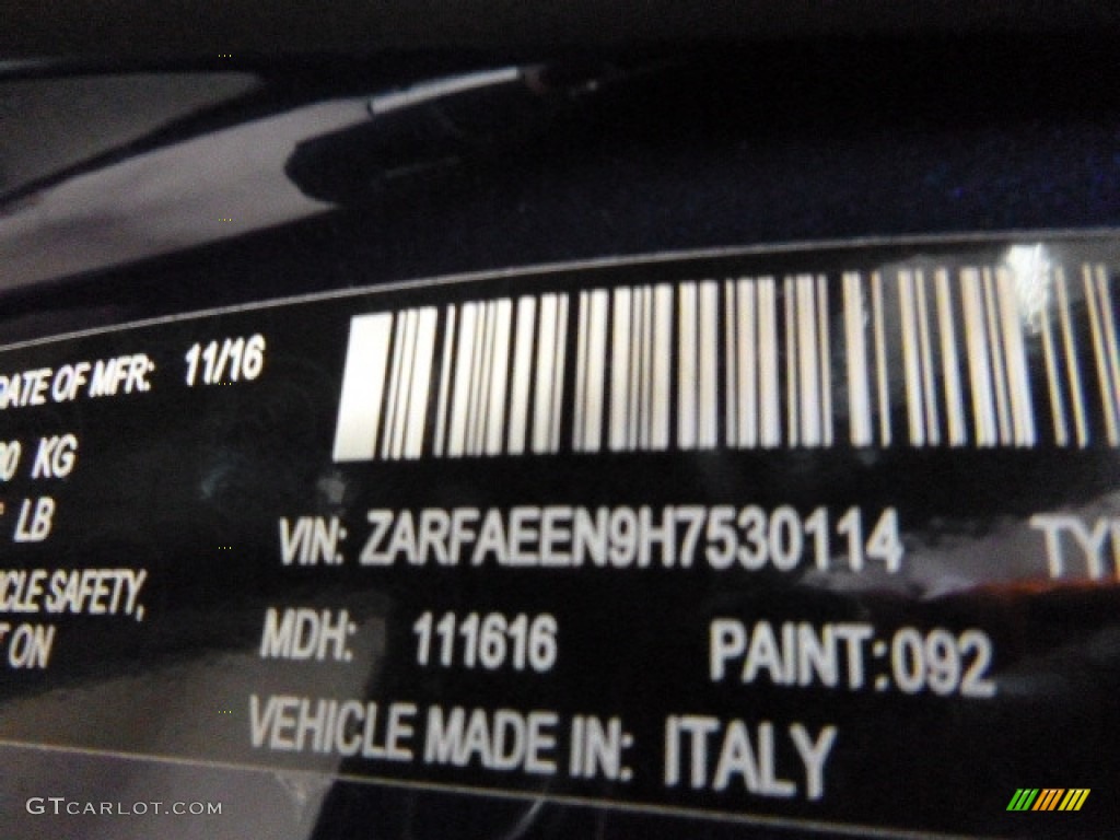 2017 Giulia Color Code 092 for Montecarlo Blue Metallic Photo #118472511