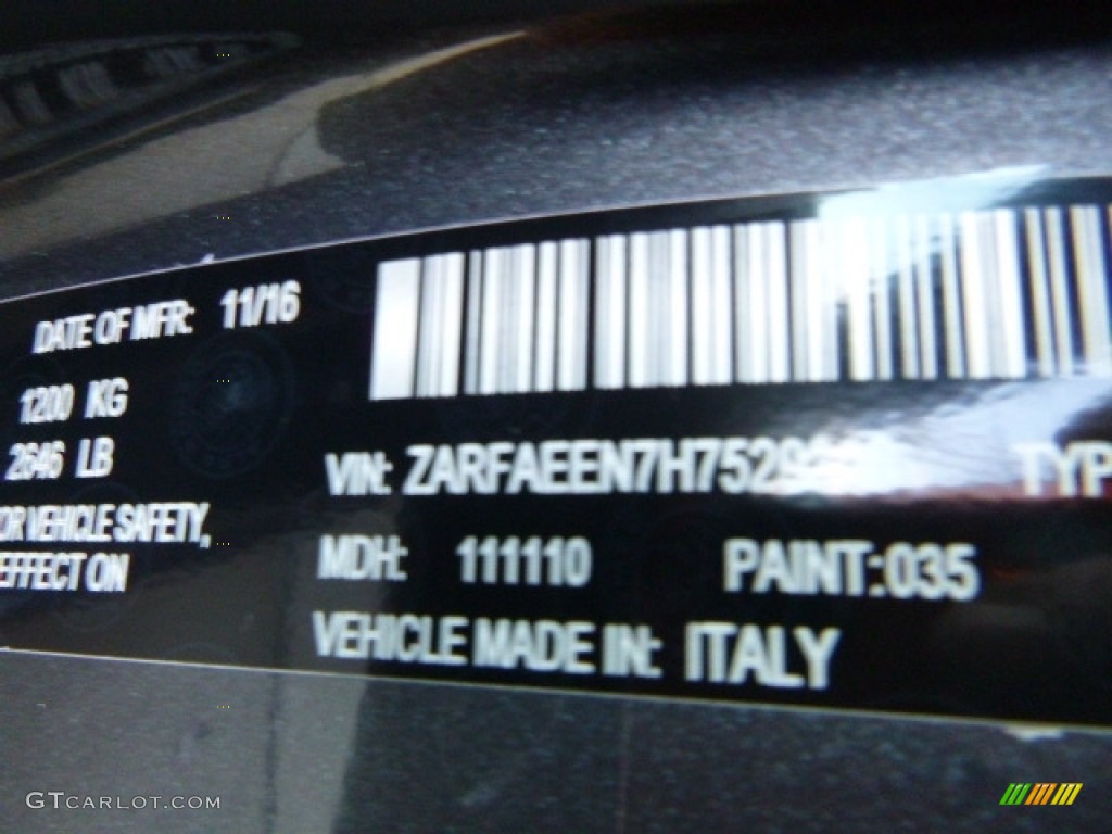 2017 Giulia Color Code 035 for Vesuvio Gray Metallic Photo #118472985