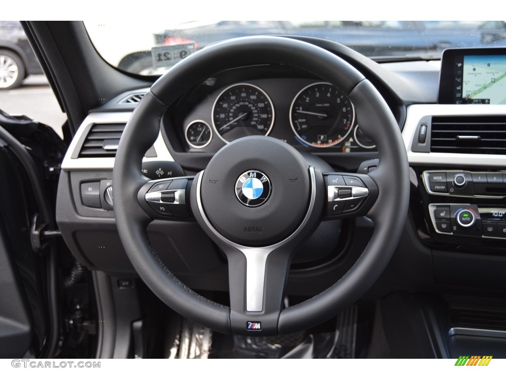 2017 BMW 3 Series 320i xDrive Sedan Black Steering Wheel Photo #118473126