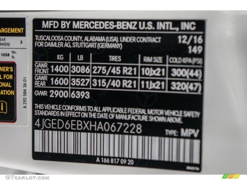 2017 GLE Color Code 149 for Polar White Photo #118483320